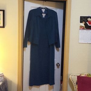Classy 2 Piece Dress with Jacket,  Teal color, Size 12, Brand Karin Stevens